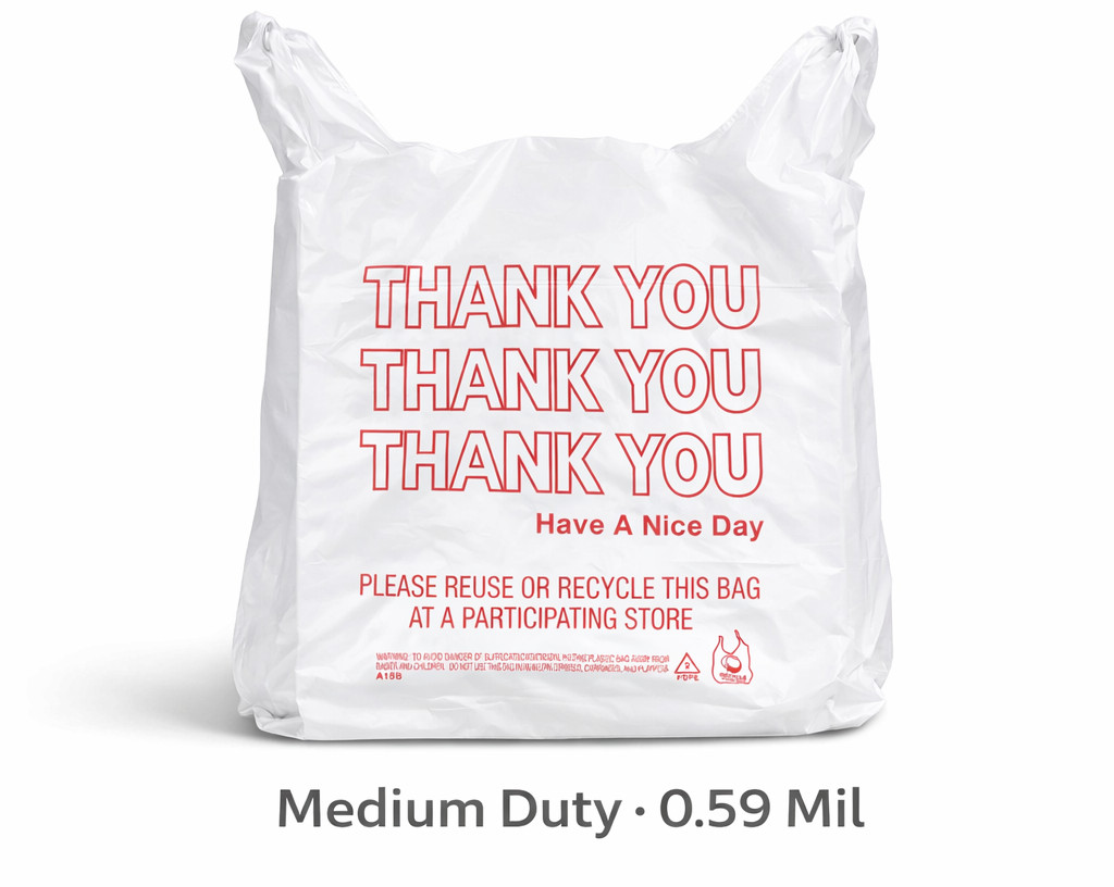 500 Thank You Bags Bulk Grocery Carryout T-Shirt Plastic Bags Medium Duty