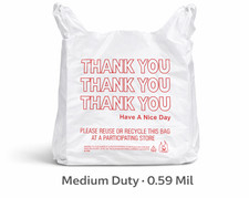 500 Bags 1/6 Large 21 x 6.5 x 11.5 "Thank You" T-Shirt Plastic Grocery Shopping