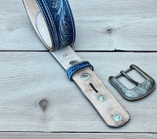 Women's Western Leather Belt, Floral Embossed Cowgirl Hand Tooled Belt 1-1/2" - Picture 55 of 86