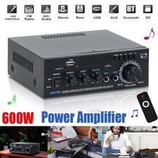 600W bluetooth Stereo Amplifier Amp HIFI Audio Radio 2CH USB AUX FM Car Home UK.