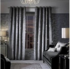 KYLIE MINOGUE HOME DESIGNER LUXURY VELOUR GRAZIA 1 PAIR EYELET LINED CURTAINS