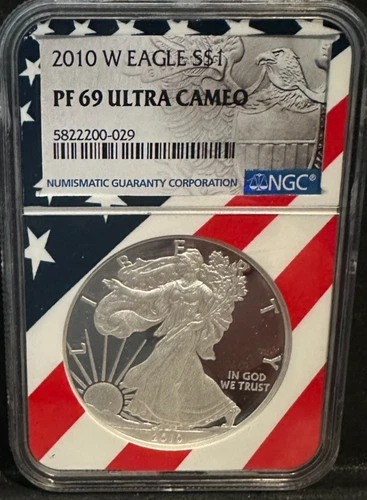 2010-W Silver American Eagle PF69 ULTRA CAMEO Flag Core