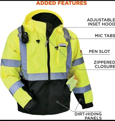 Hi Vis Bomber Safety Jacket Polyester Winter Class 3 Reflective Waterproof image 4