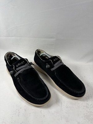 Ariat Schuhe Herren UK 9 schwarz Wildleder Hilo Mokassinnaht kein Binden Schnürsenkel Schaumstoff Laufsohle