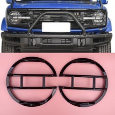 1 Pair Black Headlight Guards Cover Trim Accessory Fit For Ford Bronco 2021-2024