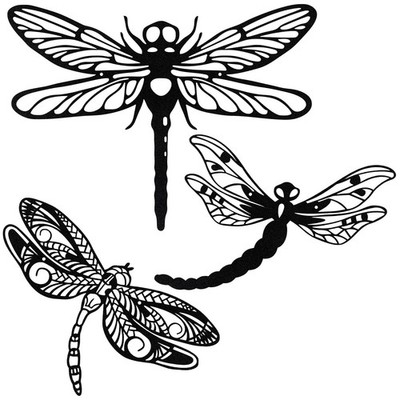 Moxweyeni 3 Pack Metal Dragonfly Wall Decor Outdoor Garden Fence Art 7.9/8.6/...