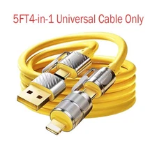 200W 6-Port USB Wall Charging Charger,4-in1 Fast Charge Cable For All Cell Phone