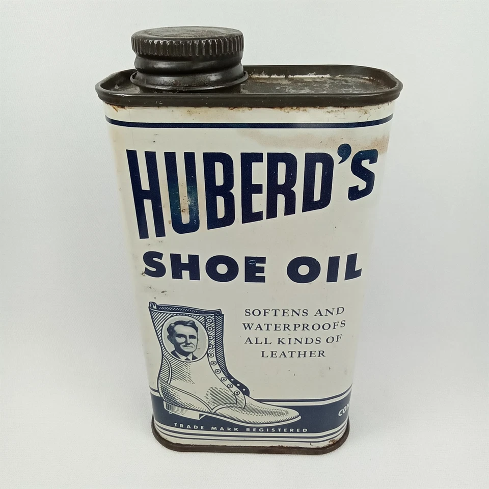 Art Deco Advertisement Tin & Lid Huberd's Shoe Oil 1/2 Pint Made In USA 1920s - Image 2 of 4