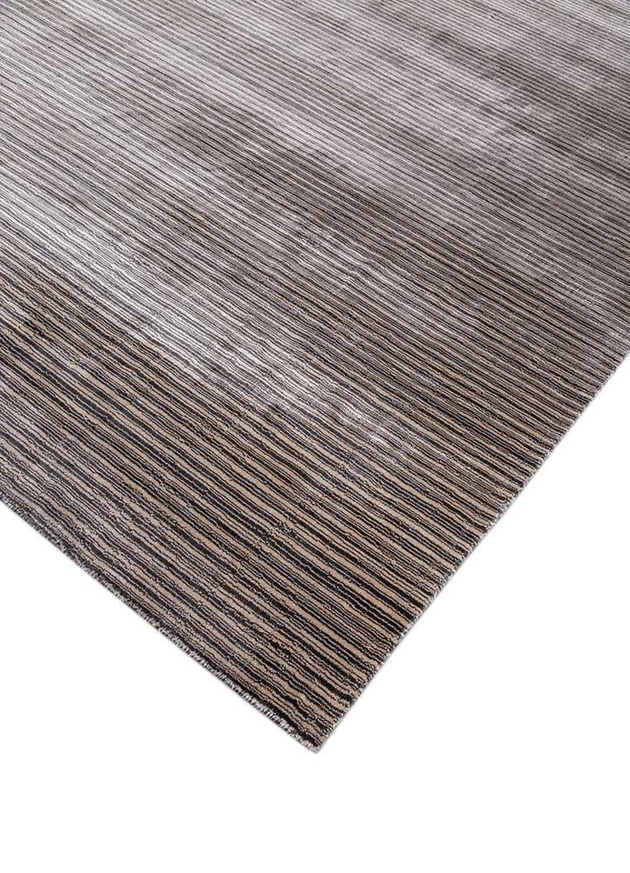 Modern Hand Loom Viscose bamboo silk Rug Color Black Olive/Beige Carpet Rugs - Image 2 of 4