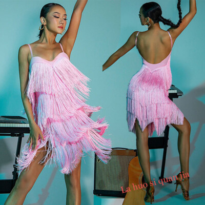 2025 Latin Rumba Samba Cha Cha Salsa Fringes Practice Dress Ballroom Competition
