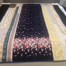 Vintage Handmade Patchwork Quilt Twin Coverlet 52"x81" 1970s Prints Hand Tied