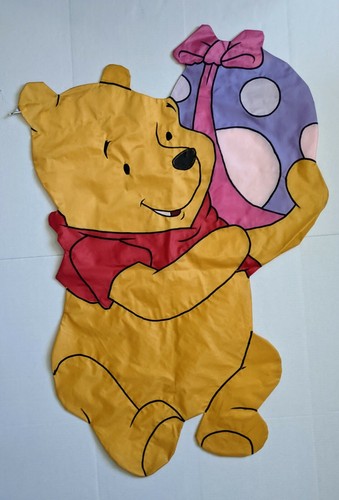 VTG WINNIE THE POOH WINDSCULPTS LARGE NYLON FLAG EASTER EGG POOH RARE HTF - Picture 2 of 3