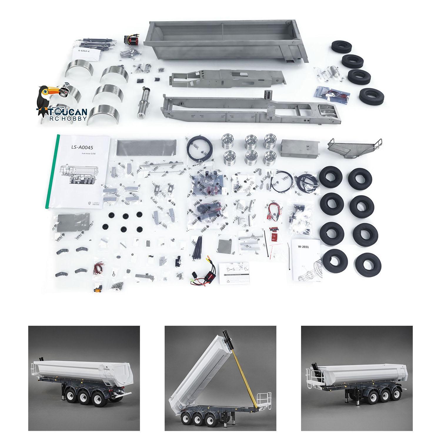 Lesu Metal 3Axle 1/14 Hydraulic Dump Trailer for RC Remote Control Tractor Truck