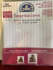 DMC Impressions Printed Needlework Fabric Pink Stripes 14 Count 14x18 with Chart