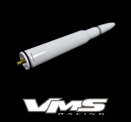 VMS RACING FORD F150 F250 50 CAL CALIBER BULLET ALUMINUM SHORT ANTENNA WHITE KIT - Picture 2 of 3