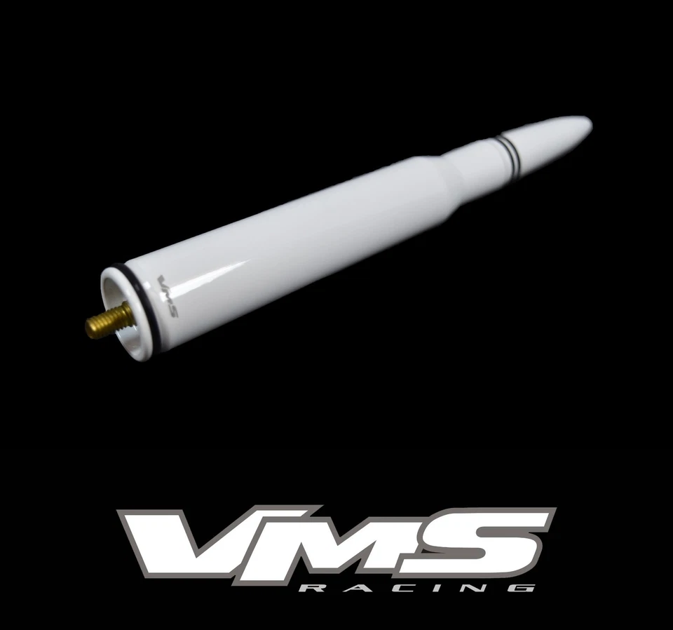 VMS RACING FORD F150 F250 50 CAL CALIBER BULLET ALUMINUM SHORT ANTENNA WHITE KIT - Image 2 of 3