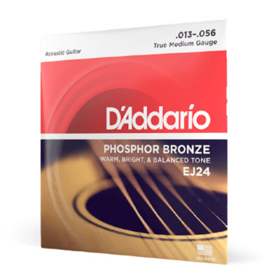 D'Addario EJ24 Phosphor Bronze True Medium Acoustic Guitar Strings 13-56 
