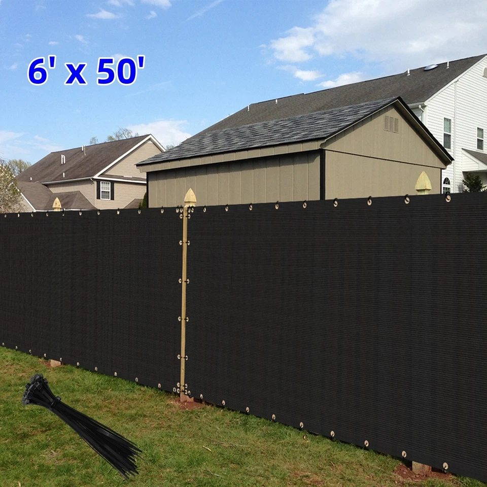 ECOOPTS Black 6' x 50' Fence Privacy Screen Windscreen Mesh Shade Cover Garden Outdoor