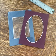 Picture Frame Mats 5x7 Burgundy Red  & Blue SET OF 2