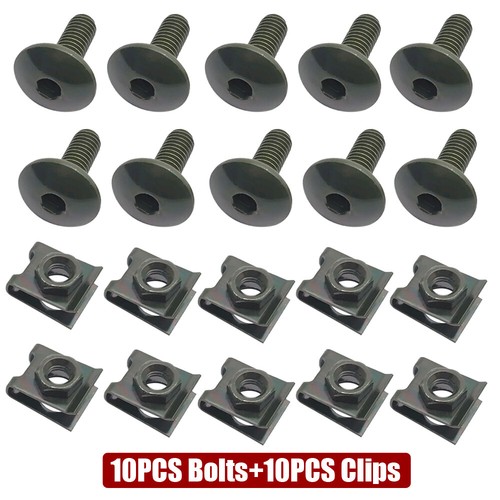 10 Set Car Moped Cover Screw Bolt and U Type Clip with Nut M6 6mm M6X16 Trim - Bild 2 von 12