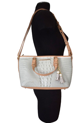 Brahmin Mini Asher Sea Glass Tricolor Leather Melbourne Tote Zip Closure