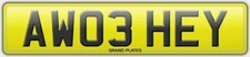 AW03 HEY AW INITIALS HELLO HI REGISTRATION CHERISHED NUMBER PLATE ASSIGNED FREE 