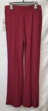 Steve Madden Women's Ribbed Flare-Leg Sleep Pants Small- Zinfandel