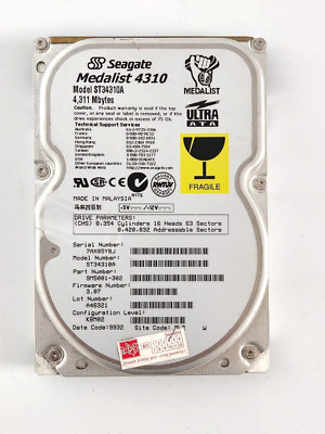 Harddisc HDD 4,3GB Seagate Medalist 4310 ST34310A 3,5'' IDE ATA PATA