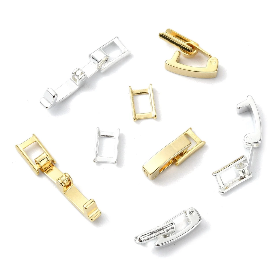 10Pcs Fold Over Jewelry Clasps Brass Watch Band Clasps Jewelry Extender Clasps - Image 3 of 4
