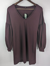 NWT Express Burgundy Ponte Knit Balloon Sleeve Shift Dress Stretch Women's Sz XS