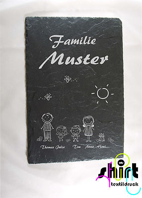  S 123 - Schiefertafel Haustürschild Namensschild Familie Schiefer Türschild 