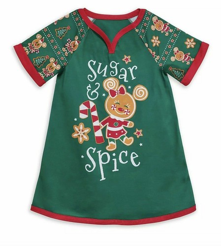 New Disney Store Minnie Mouse Gingerbread cookie Nightshirt Pjs Christmas Girl - Picture 2 of 3