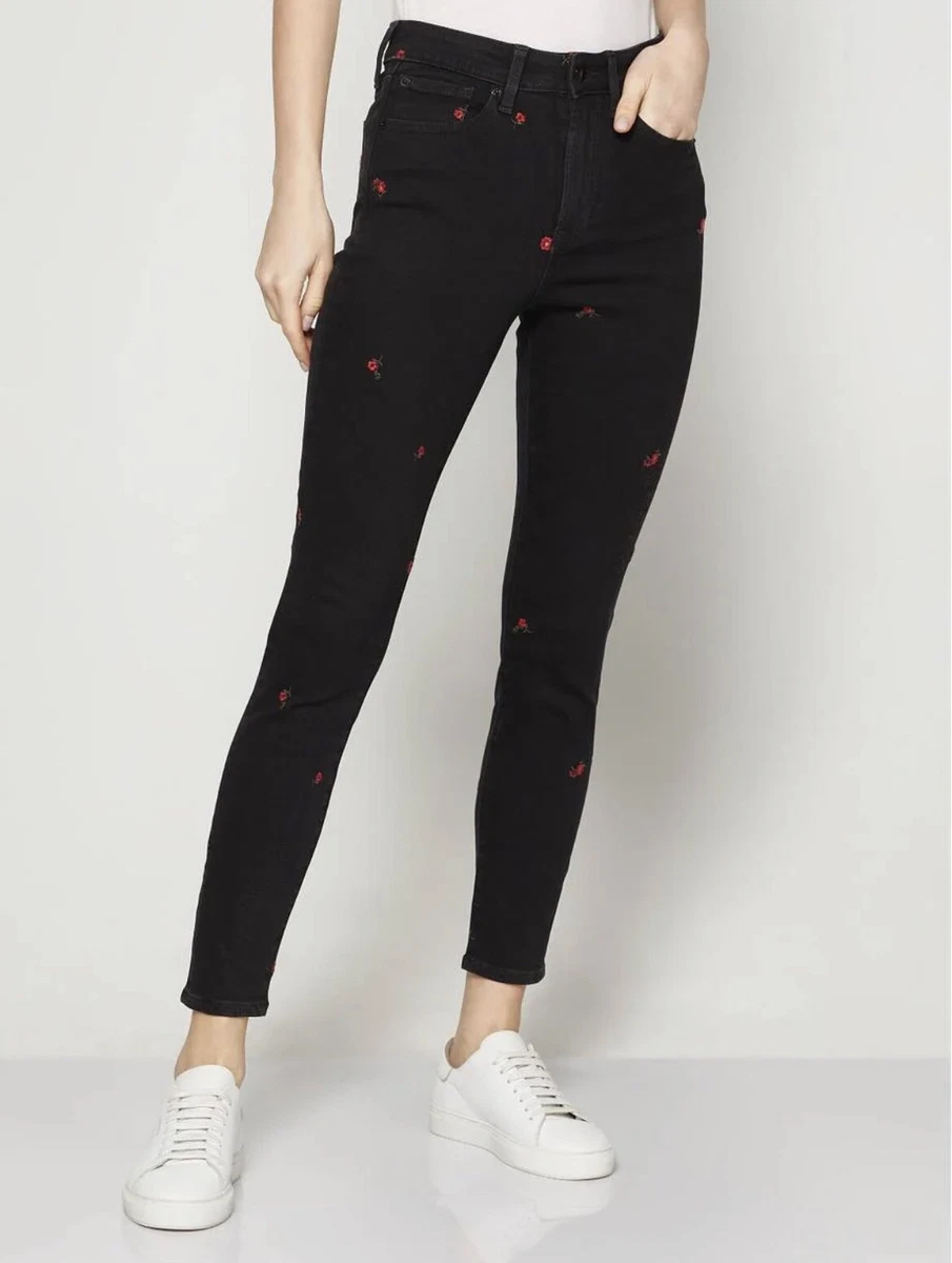 Gap High Rise Universal Legging Jeans 12 31 Black Embroidered Rose NWT $79