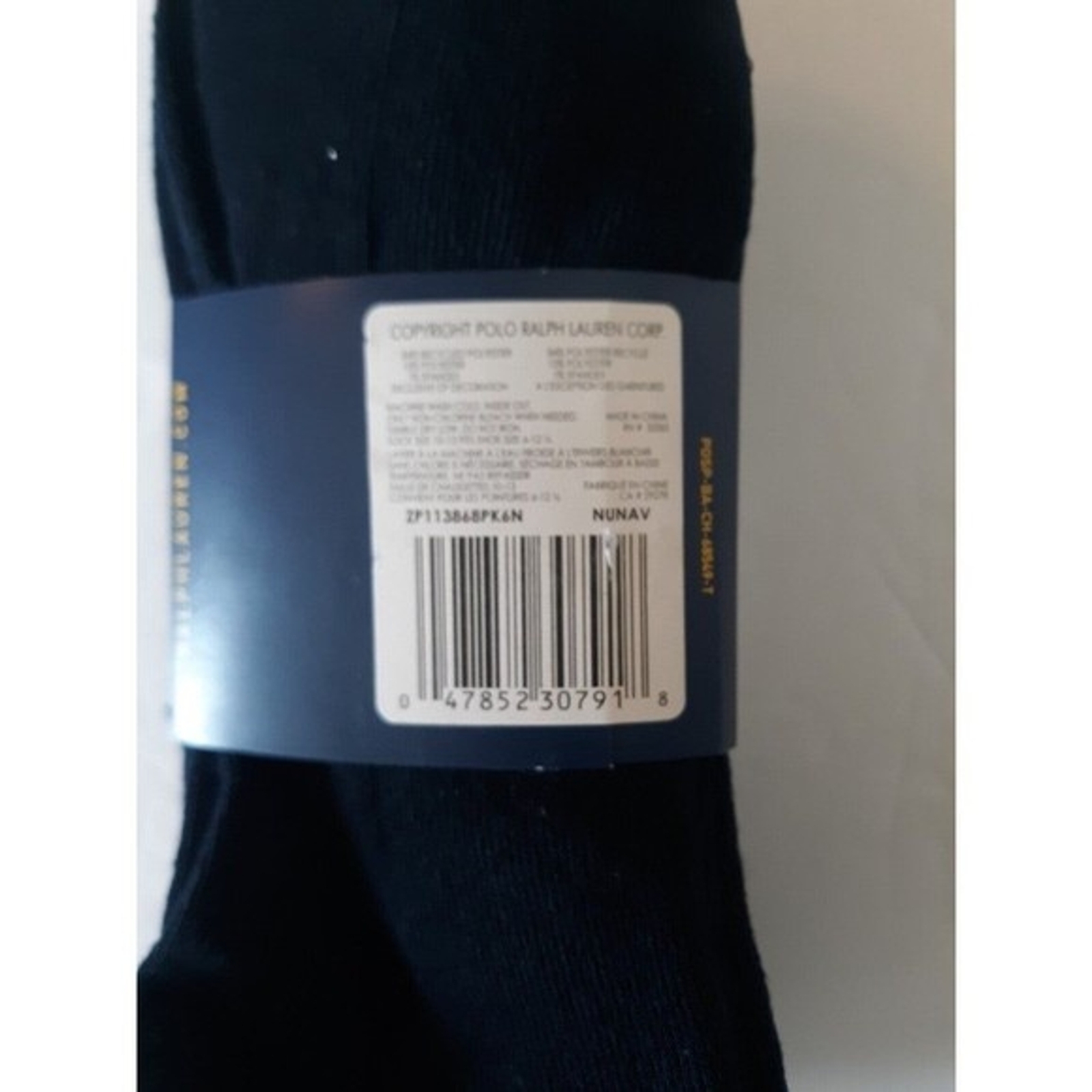 Ralph Lauren POLO Navy Blue Men's No Show socks , 6 Pairs Size 1013