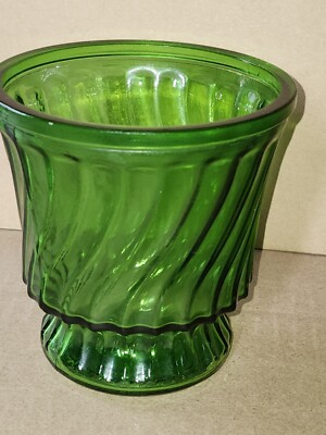 Vintage Napco Emerald Green Glass Footed Planter/Vase U.S.A Cleveland Ohio.