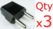 3 pk Europe EU Euro 5mm Round Plug Adapter American US to European Type C Plug