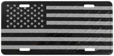 Usa American Black Silver Subdued Diamond Deck Aluminum 6x12 License Plate