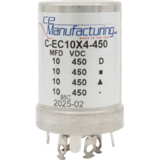 Capacitor, CE Mfg., 450V, 10/10/10/10µF, Electrolytic