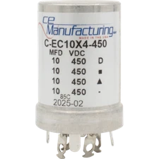 Capacitor, CE Mfg., 450V, 10/10/10/10µF, Electrolytic