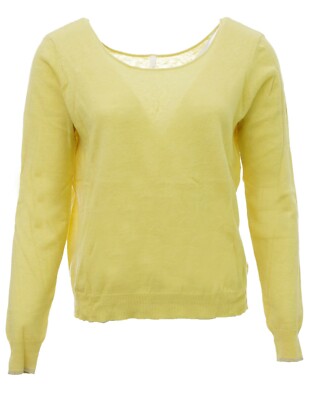 I CODE by IKKS Bright Town Yellow Cotton Linen Lightweight Sweater QB1801472