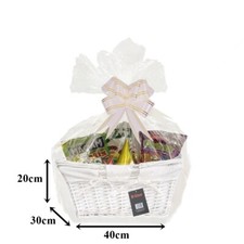 MAKE YOUR OWN HAMPER WICKER WINE BASKET CELLOPHANE WOOD WOOL BOW XMAS GIFT SET