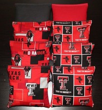 All Weather CORNHOLE BEANBAGS made w TEXAS TECH RAIDERS Fabric ACA Reg Bags