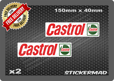 7 ORIGINAL VINTAGE EARLY CASTROL GTX MOTOR OIL RACING STICKERS 3" sq
