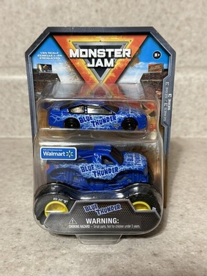 MONSTER JAM 1:64 WALMART EXCLUSIVE BLUE THUNDER TRUCK & CAR 2023 SERIES 3