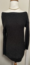 White House Black Market Charcoal Pullover Sexy Silver Accents Mini Dress - XS