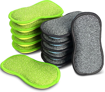 12 Pack Multi-Purpose Scrub Sponges for Kitchen by Smilepowo Non-Scratch Microfi