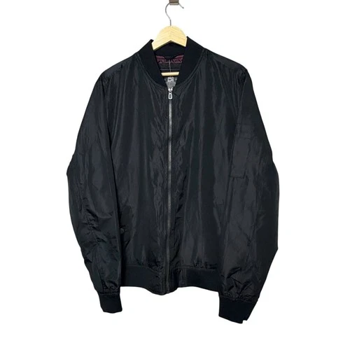 Distortion Premium Goods Mens Black Full Zip Bomber Jacket Size M IJK6502M video thumbnail
