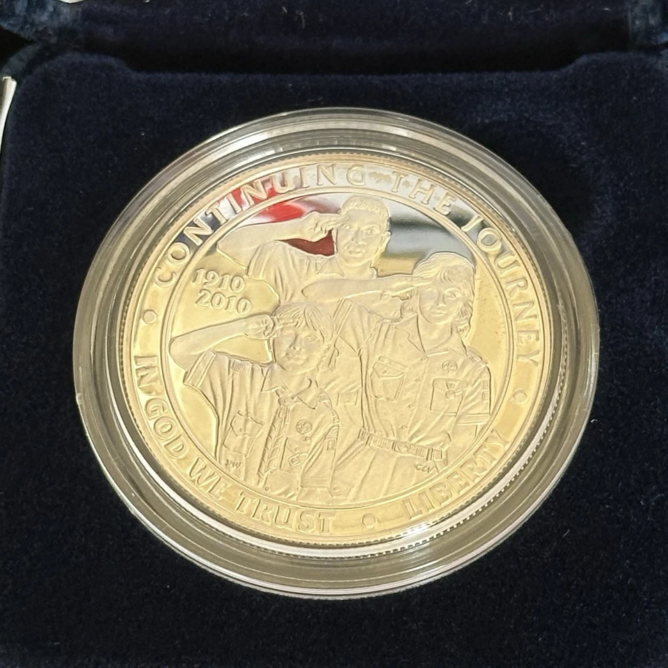 2010 - BOY SCOUTS OF AMERICA CENTENNIAL PROOF SILVER DOLLAR / SET OF 3 BOX + COA - Image 3 of 4