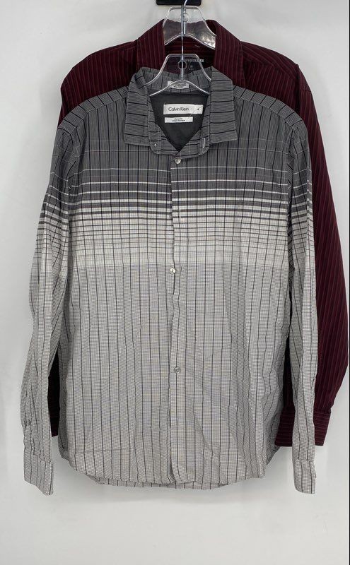 Calvin Klein Express Mens Multicolor Cotton Button-Up Shirts Size M Lot Of 2