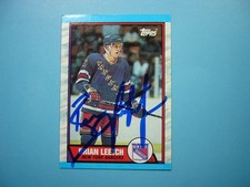 1989/90 TOPPS NHL HOCKEY CARD #136 BRIAN LEETCH ROOKIE RC SHARP AUTOGRAPH AUTO